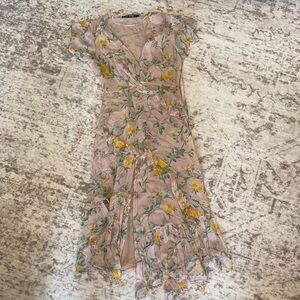 Zara Pink Floral Midi Dress